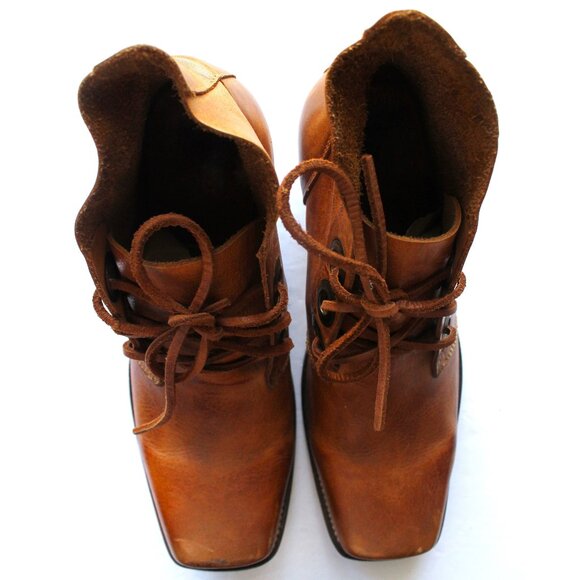 John Fluevog I Believe High Simon Leather Heel / W11 / M9 / Brown Lace-Up Unisex - Picture 8 of 14